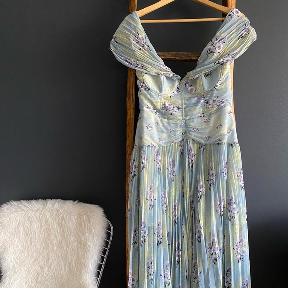 SOLD Self-Portrait Cold-Shoulder Floral Chiffon Dress - Picture 4 of 8